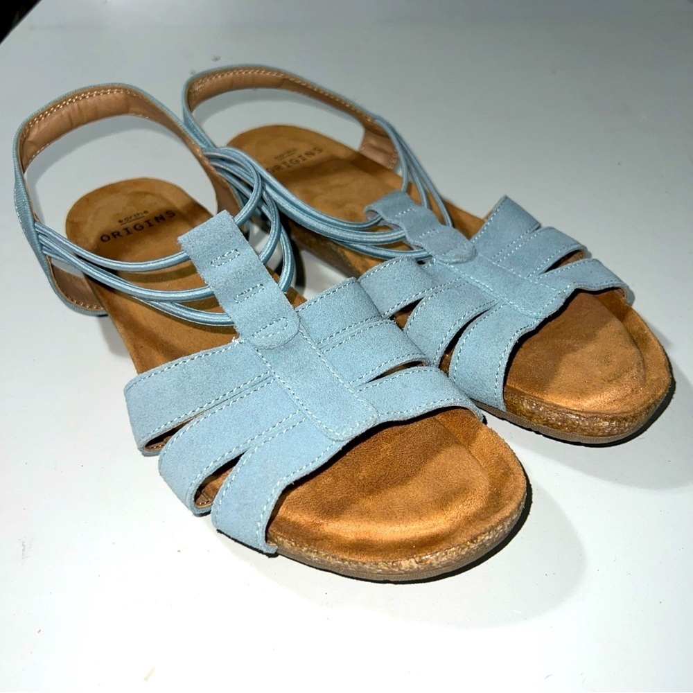 Earth Origins Leather Sling-Back Sandals Laney Moroccan Blue size 8.5M